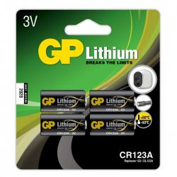 GP Lithium 3V CR123A Batteri - 4 stk.